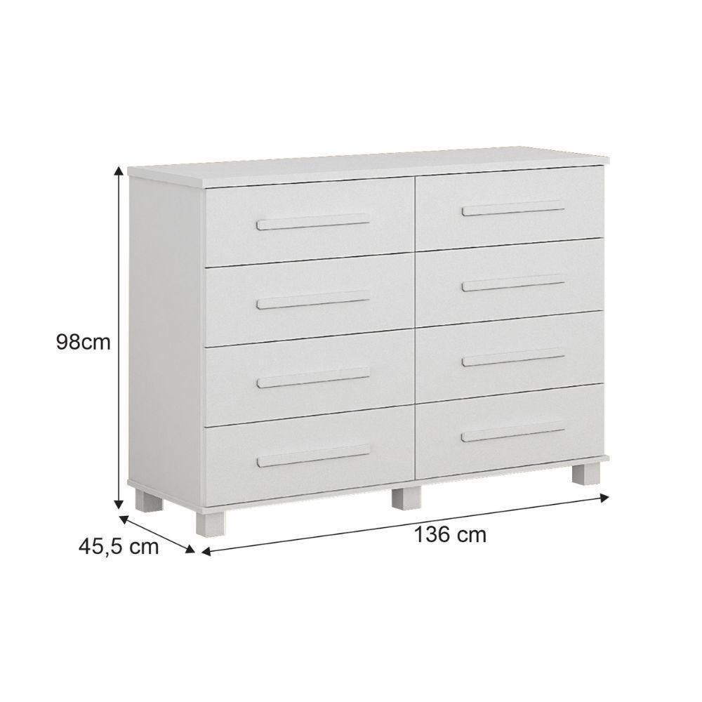 Cômoda San Marino 8 Gavetas Leifer Branco - 5