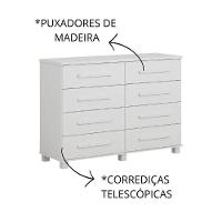 Cômoda San Marino 8 Gavetas Leifer Branco - 3