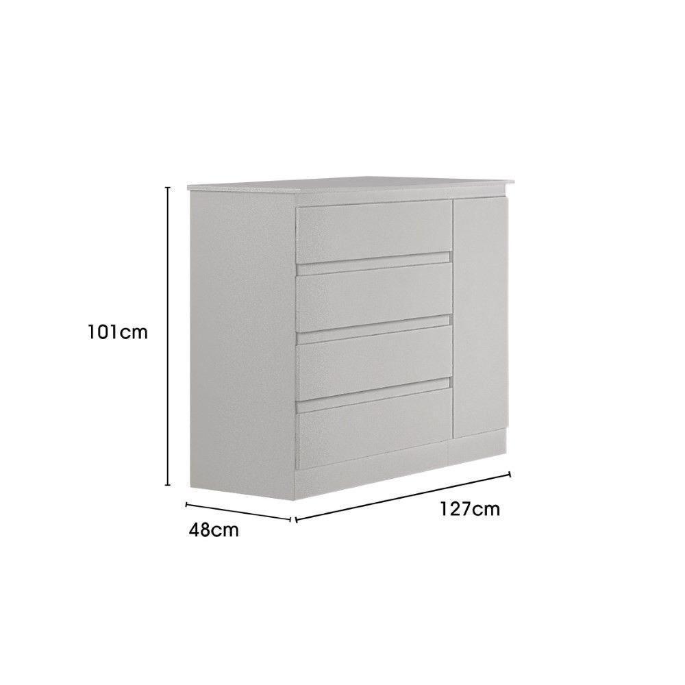 Cômoda 4 Gavetas e 1 Porta Valverde Móveis Neve - 3