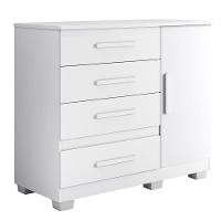 Comoda New Florença Quarto Com 4 Gavetas E 1 Porta Branco Branco - 1