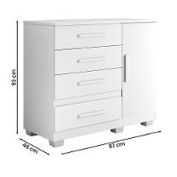 Comoda New Florença Quarto Com 4 Gavetas E 1 Porta Branco Branco - 3