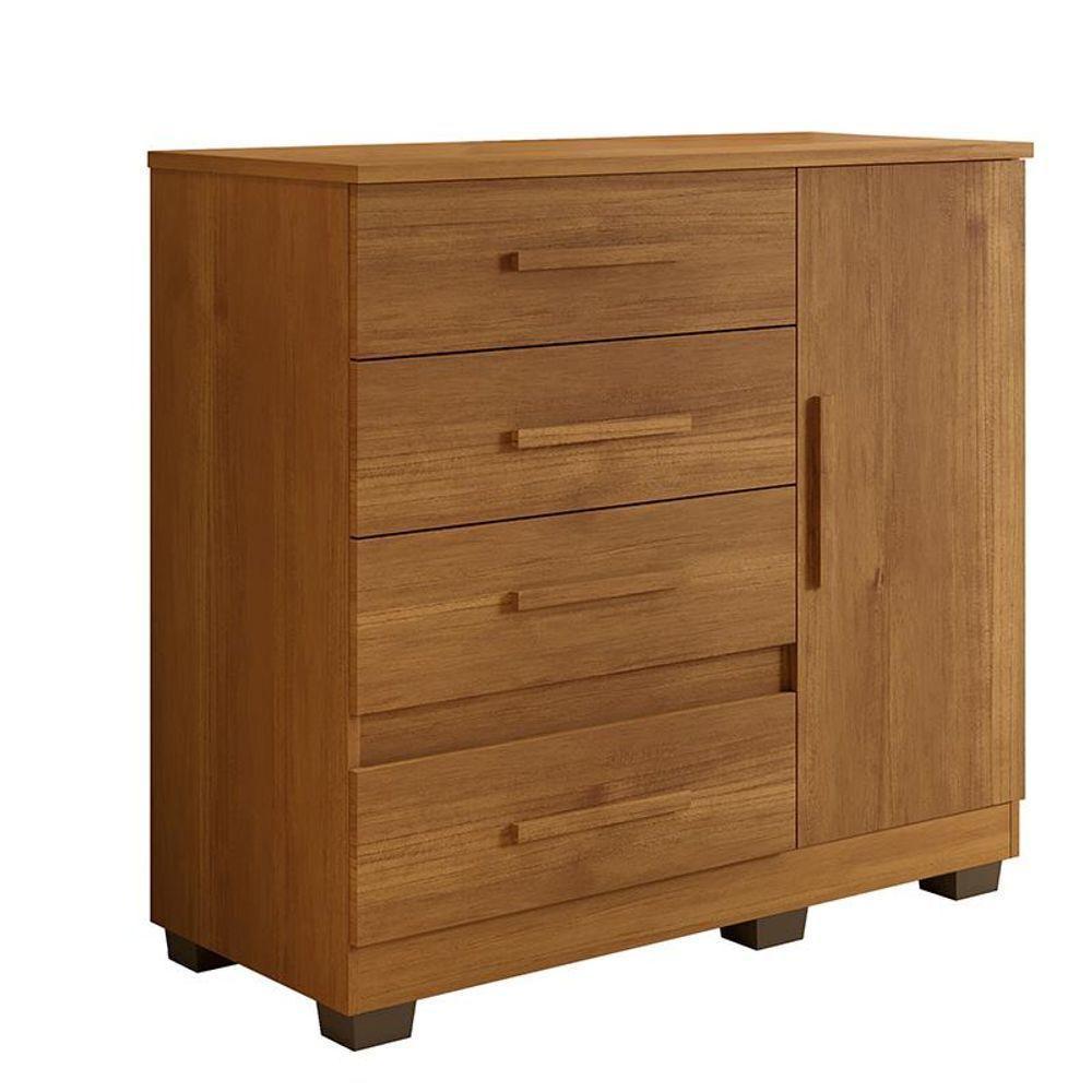 Comoda New Florença Quarto Com 4 Gavetas E 1 Porta Cinamomo Cinamomo - 1