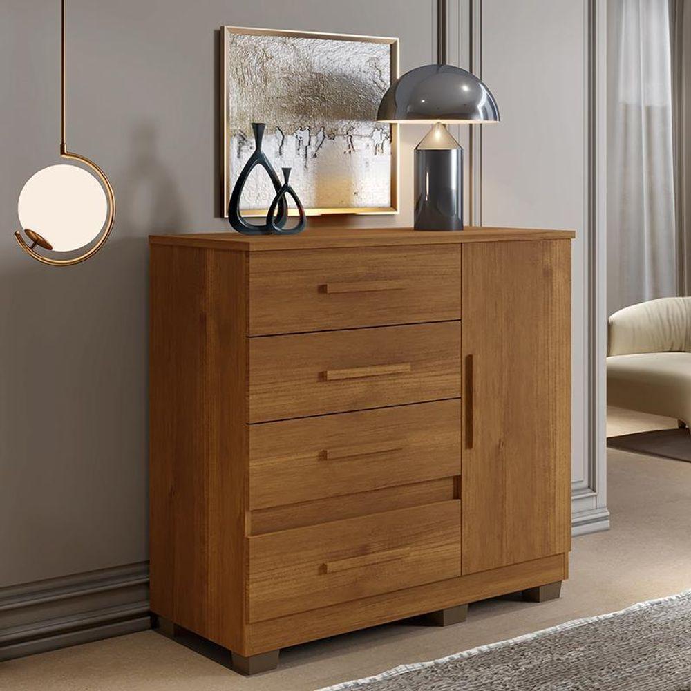 Comoda New Florença Quarto Com 4 Gavetas E 1 Porta Cinamomo Cinamomo - 3