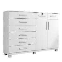 Comoda New Triunfo Quarto Com 8 Gavetas E 2 Portas Branco Branco - 1