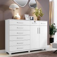 Comoda New Triunfo Quarto Com 8 Gavetas E 2 Portas Branco Branco - 2