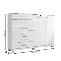 Comoda New Triunfo Quarto Com 8 Gavetas E 2 Portas Branco Branco - 3