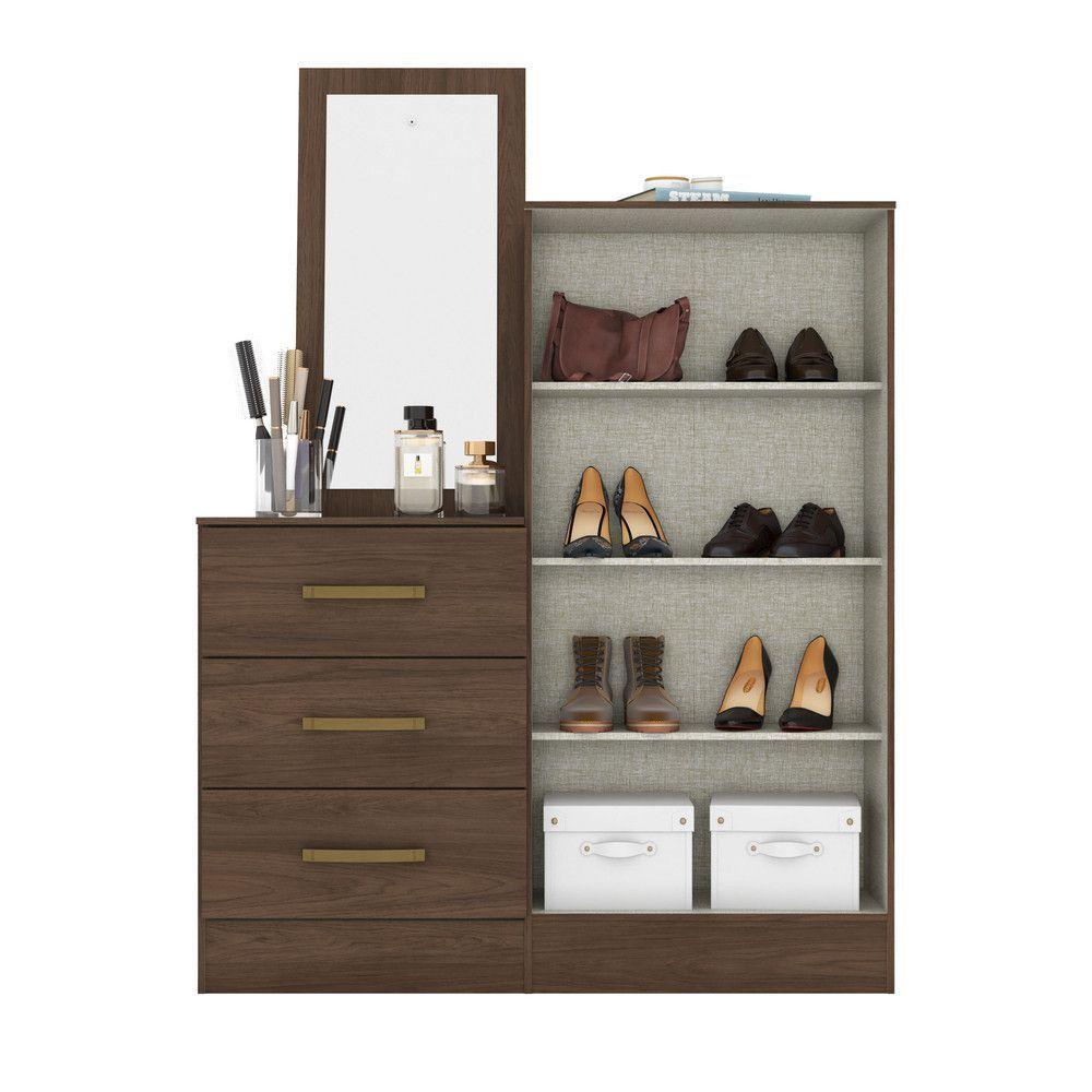 Cômoda Multiuso Liza 02 Portas 03 Gavetas Briz Castanho - 3