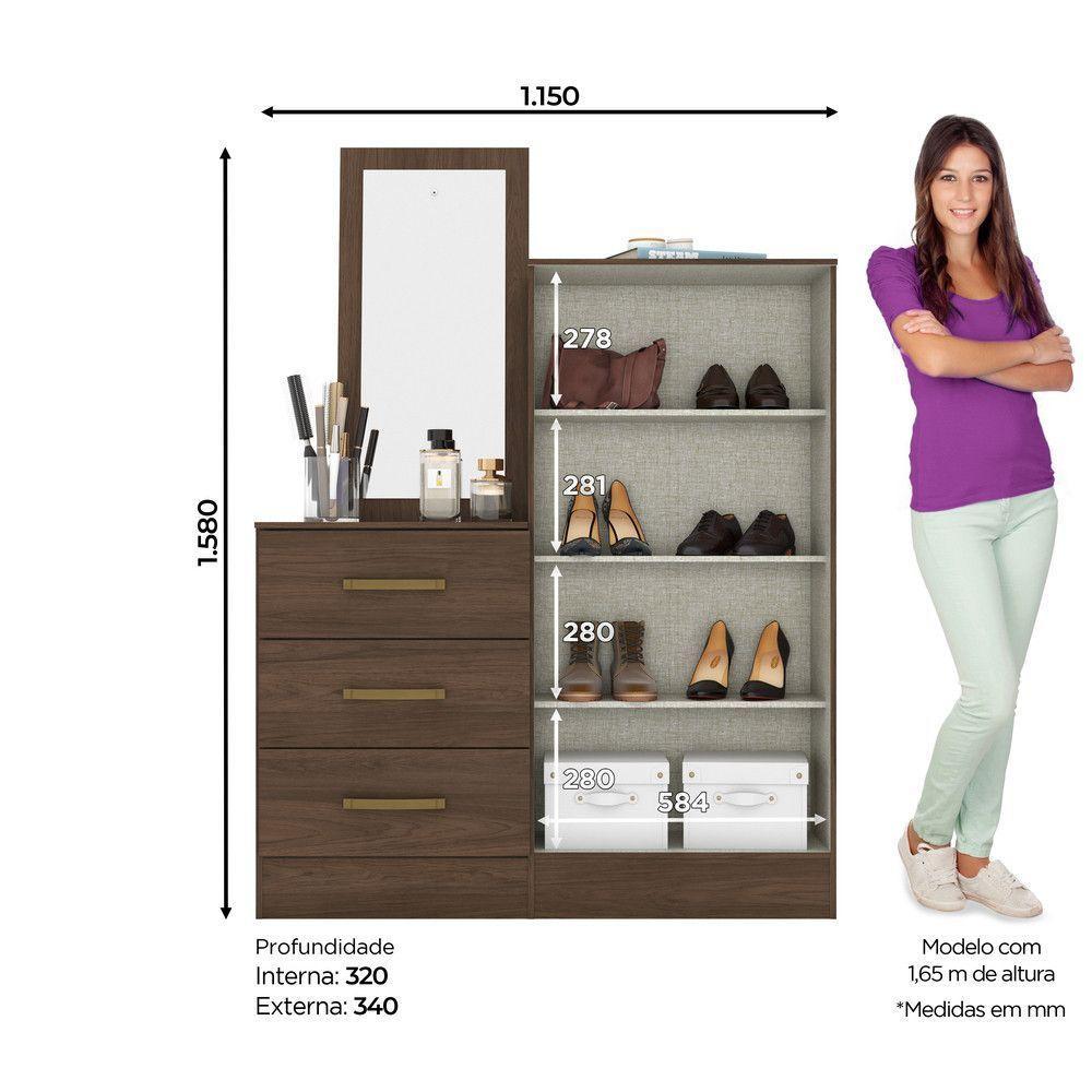 Cômoda Multiuso Liza 02 Portas 03 Gavetas Briz Castanho - 4