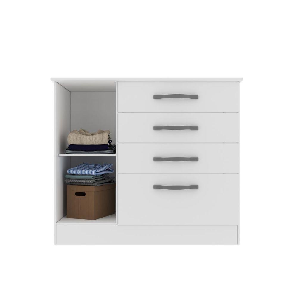 Cômoda Chicago 4 Gavetas 1 Portas Tcil Móveis Cor:branco - 3