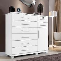 Comoda New Vitoria Quarto Com 8 Gavetas E 1 Porta Branco Branco - 2