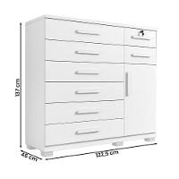 Comoda New Vitoria Quarto Com 8 Gavetas E 1 Porta Branco Branco - 3