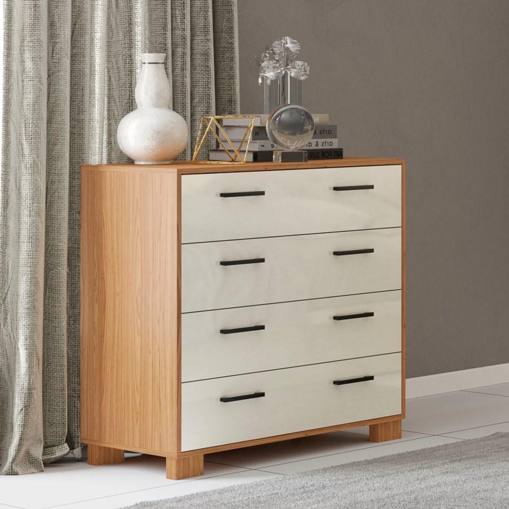 Cômoda 90cm 4 Gavetas W344 Freijó-Off White - 4