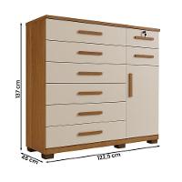 Comoda New Vitoria Quarto Com 8 Gavetas E 1 Porta Cinamomo/off White Cinamomo/off White - 4