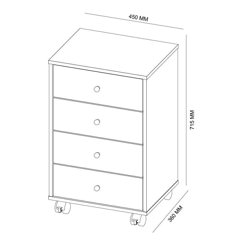 Gaveteiro 4 Gavetas Office Presence Branco 29110 Demóbile - 2