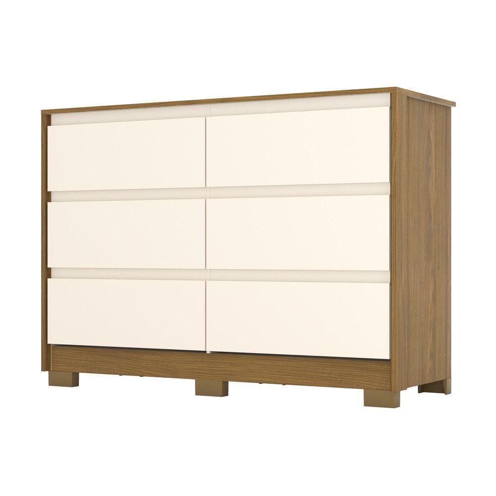 Cômoda 6 Gavetas Ravenna Henn Nature Com Off White - 6