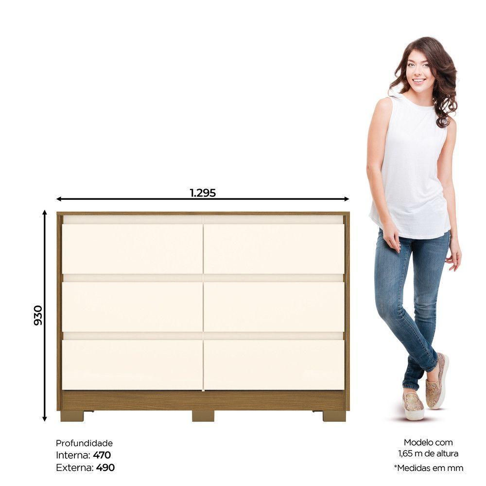 Cômoda 6 Gavetas Ravenna Henn Nature Com Off White - 7