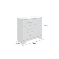 Cômoda de Quarto Popy Retrô c/ 1 Porta Lisa 3 Gavetas Branco Brilho - Peroba