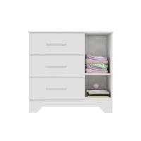 Cômoda de Quarto Popy Retrô c/ 1 Porta Lisa 3 Gavetas Branco Brilho - Peroba - 5