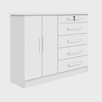 Cômoda 5 Gavetas 2 Portas New Athos Branco - 1