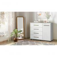 Comoda 04 Gavetas Flora Branco Com Rodizios Demobile Branco