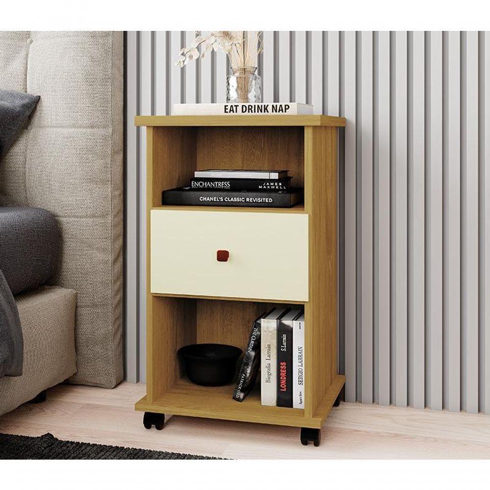 Mesa De Cabeceira 1 Gaveta Mel/Perola - 4