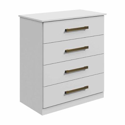 Cômoda Rubi Bronze 4 Gavetas Leifer Branco