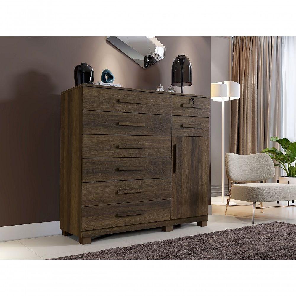 Cômoda New Vitoria Com Porta E 8 Gavetas Benetil Imbuia - 3