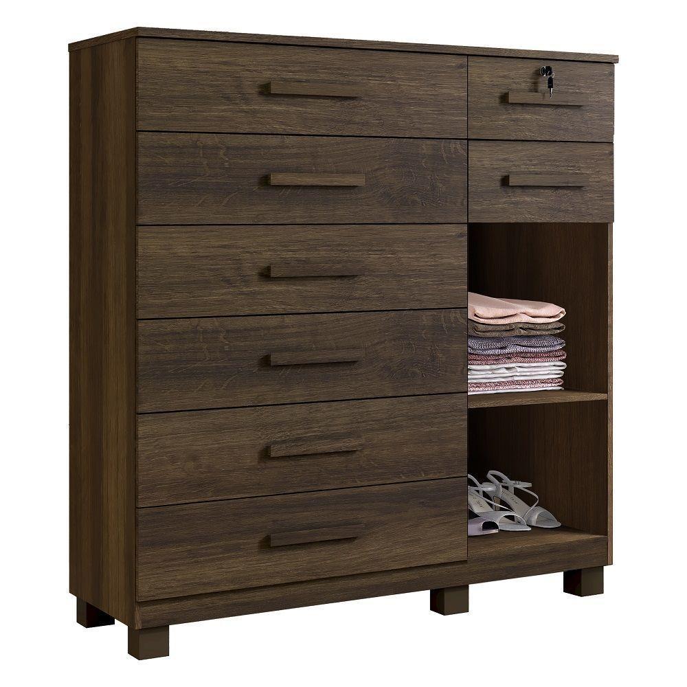 Cômoda New Vitoria Com Porta E 8 Gavetas Benetil Imbuia - 4