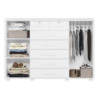 Cômoda Sapateira Para Quarto 160cm 2 Portas 7 Gavetas Fontaine A02 Branco Fosco - Mpozenato - 3