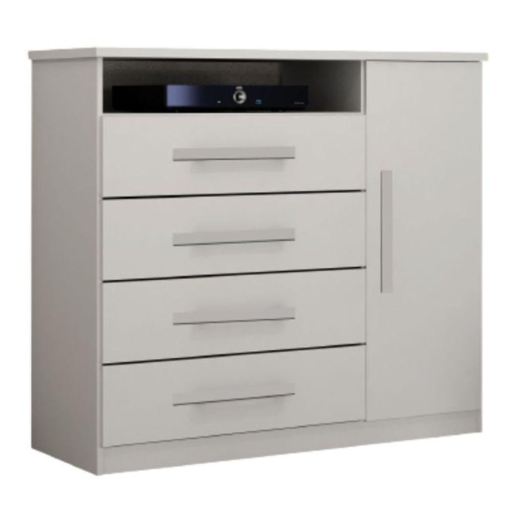 Cômoda Diamante 4 Gavetas 1 Porta Leifer Branco - 1