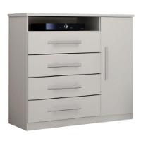 Cômoda Diamante 4 Gavetas 1 Porta Leifer Branco - 1