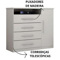 Cômoda Diamante 4 Gavetas 1 Porta Leifer Branco - 2