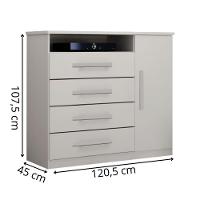 Cômoda Diamante 4 Gavetas 1 Porta Leifer Branco