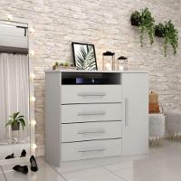 Cômoda Diamante 4 Gavetas 1 Porta Leifer Branco - 5