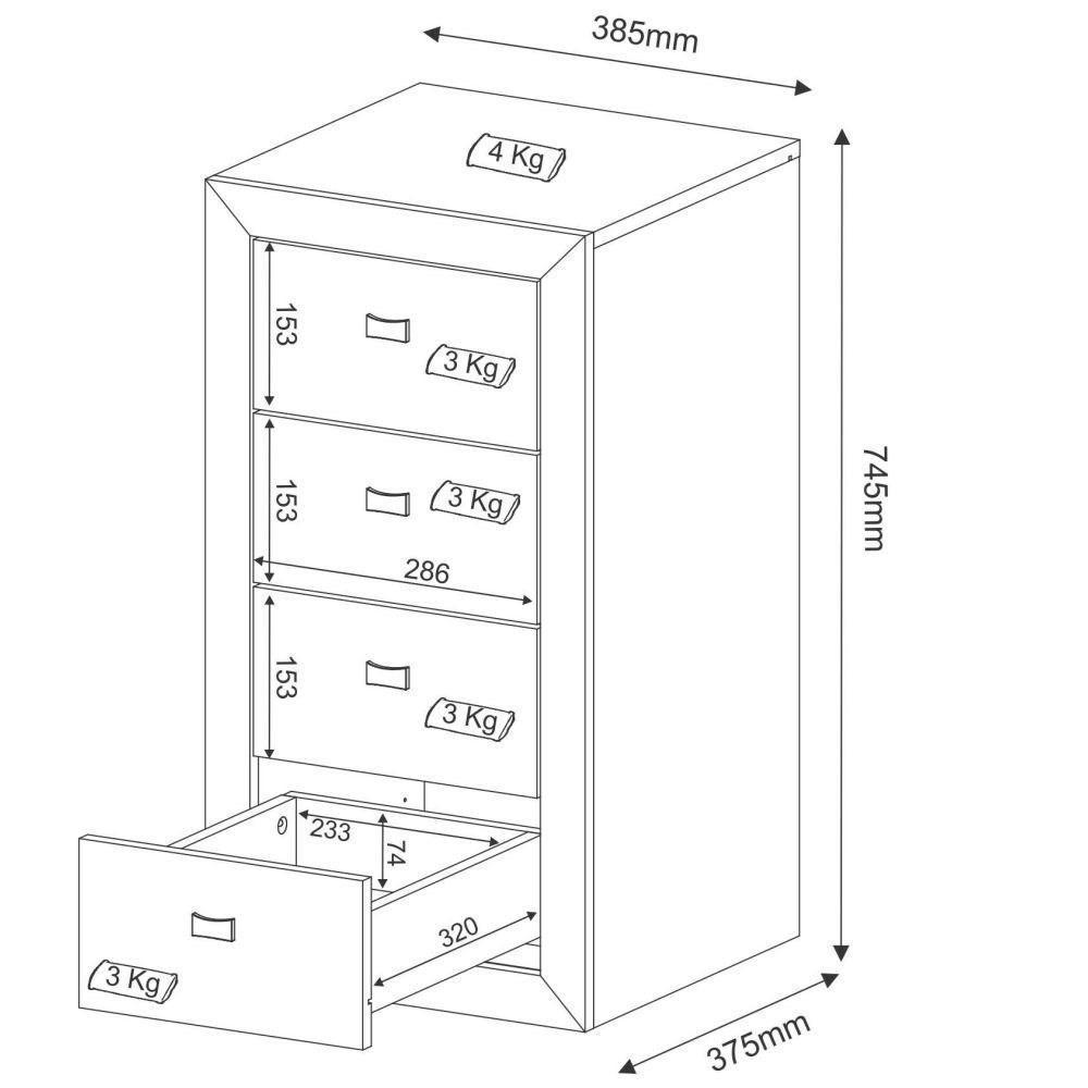 Gaveteiro 4 Gavetas Me4133 Nogal - 3
