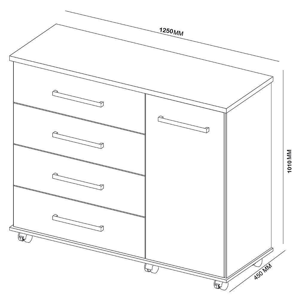 Cômoda Flora 4 Gavetas E 1 Porta 4130 Demóbile Amêndoa - 2