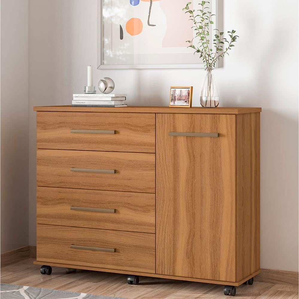 Cômoda Flora 4 Gavetas E 1 Porta 4130 Demóbile Amêndoa - 3