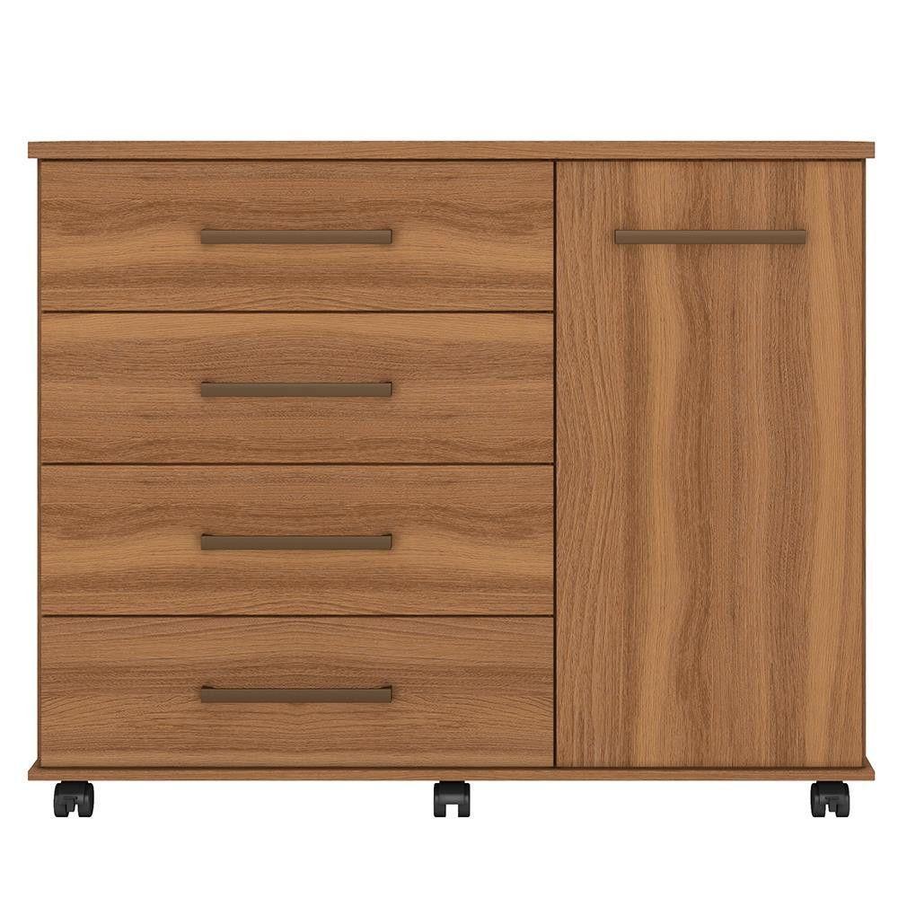 Cômoda Flora 4 Gavetas E 1 Porta 4130 Demóbile Amêndoa - 4