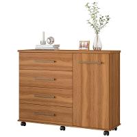 Cômoda Flora 4 Gavetas E 1 Porta 4130 Demóbile Amêndoa - 1
