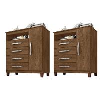 Kit Com 2 Cômoda Sapateira 1 Porta 4 Gavetas Cannes Malbec Incorplac - 1