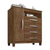 Kit Com 2 Cômoda Sapateira 1 Porta 4 Gavetas Cannes Malbec Incorplac - 2