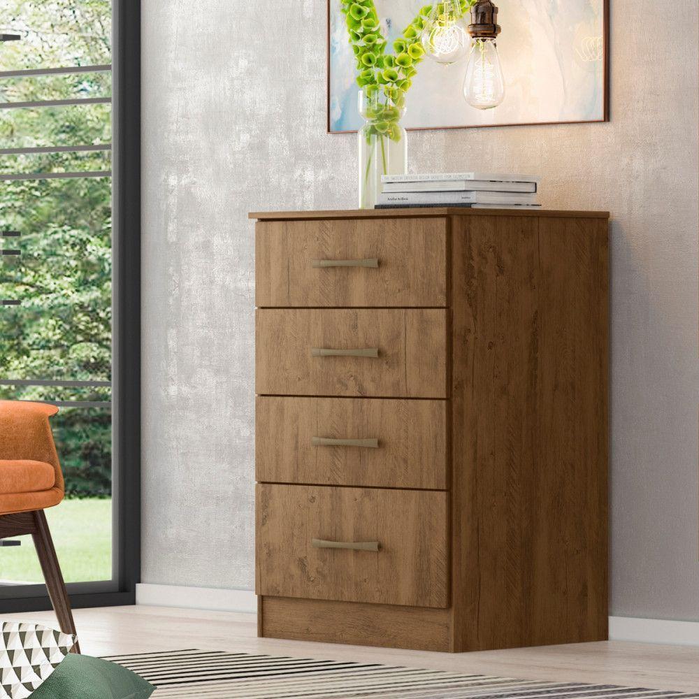 Cômoda 4 Gavetas Ms913 Castanho Wood Moval Castanho Wood - 4
