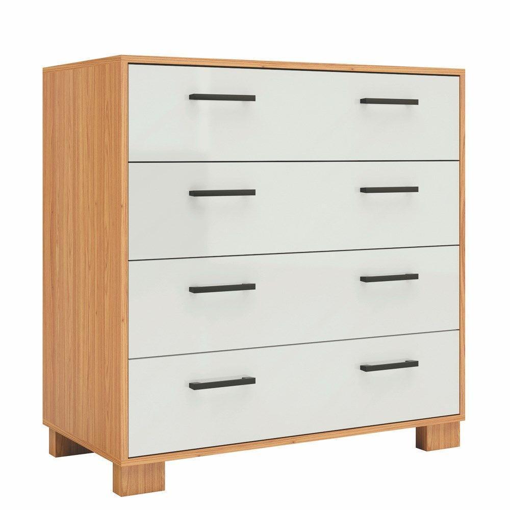 Cômoda 90Cm 4 Gavetas 100% Mdf W344 Freijó-Off White - 1
