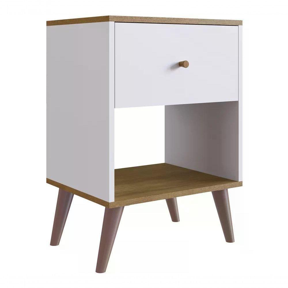 Mesa De Cabeceira 01 Gaveta Re001 Branco Mel Pp Branco Mel - 1