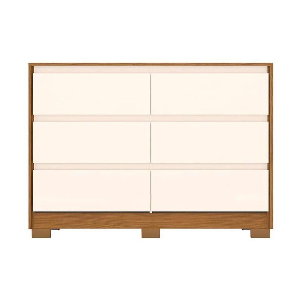 Cômoda de Quarto Ravenna c/ 6 Gavetas Nature/Off White - Henn - 5