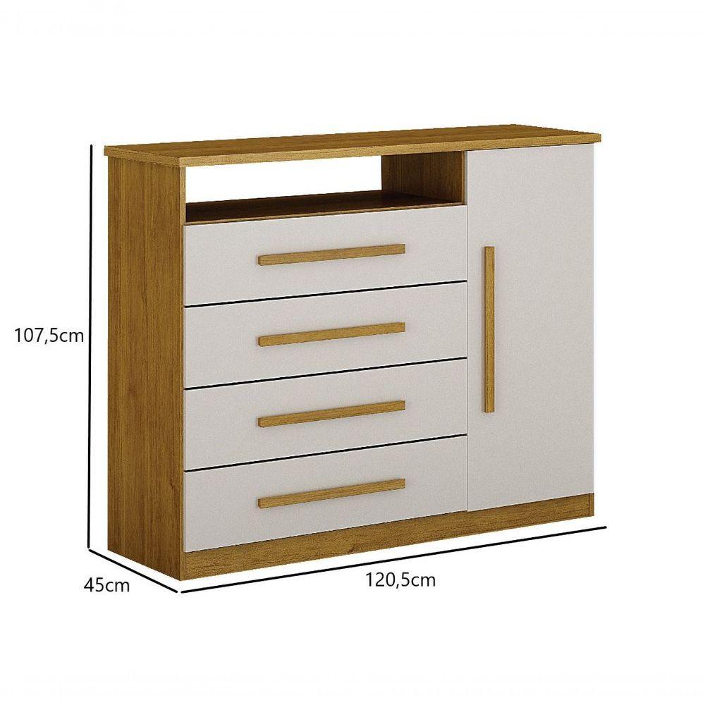 Cômoda 1 Porta 4 Gavetas Diamante Leifer Móveis - 2