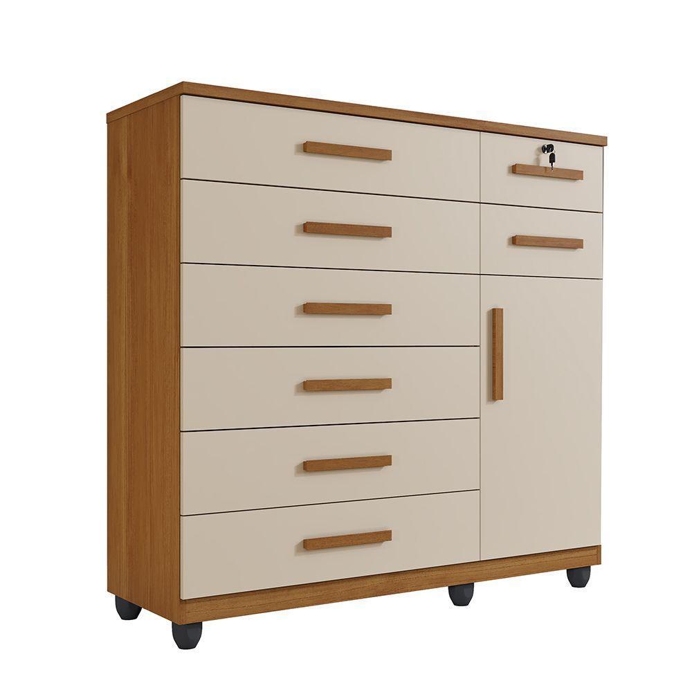 Cômoda New Vitoria Com Porta E 8 Gavetas Benetil Cinamomo/off White - 1