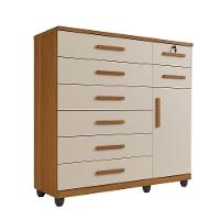 Cômoda New Vitoria Com Porta E 8 Gavetas Benetil Cinamomo/off White - 1