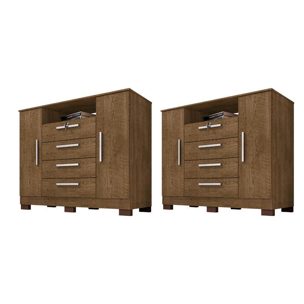 Kit Com 2 Cômoda Madri 2 Portas 4 Gavetas Malbec Incorplac - 1