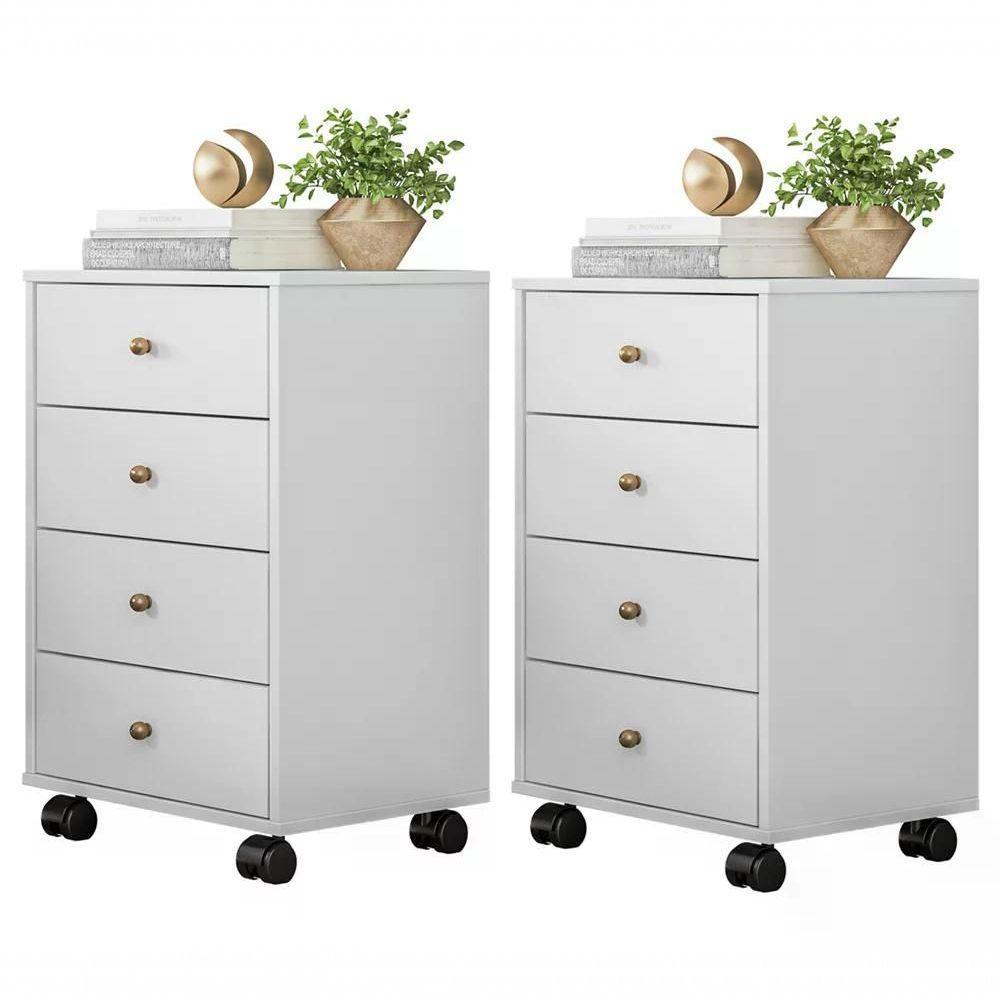 Kit Com 02 Mesa De Cabeceira Presence 9070 Branco Demobile B - 1